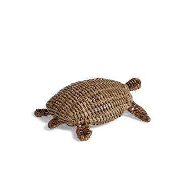 Rattan Decorative Turtle, Vintage Grey