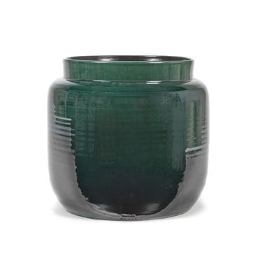 Glazed Flower Pot H36.5cm, Dark Green