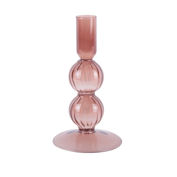 Swirl Bubbles Candle Holder H16cm, Faded Pink