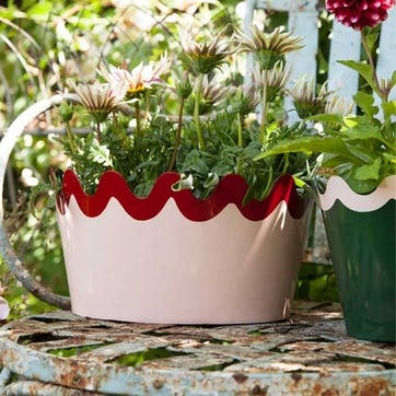 Scallop Tole Oval Large Planter H15cm, Pink