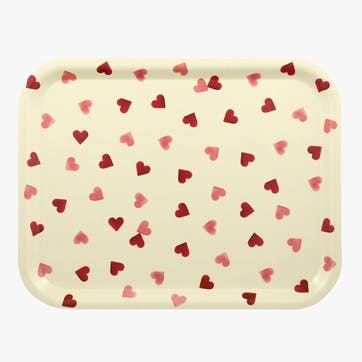 Pink Hearts Birch Rectangular Tray 37cm x 29cm