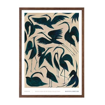 Herons Recycled Paper Print A2, Teal