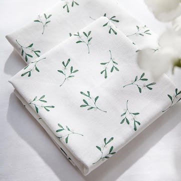 Mistletoe Set of 2 Napkins W43 x D43cm, White/Green