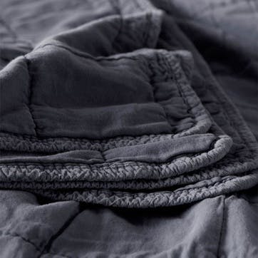 Finn Cotton Quilted Throw, 230 x 260cm, French Blue