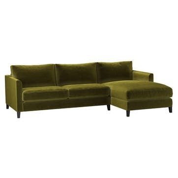 Izzy, Medium Right Hand Chaise,  Olive Pure Cotton Matt Velvet