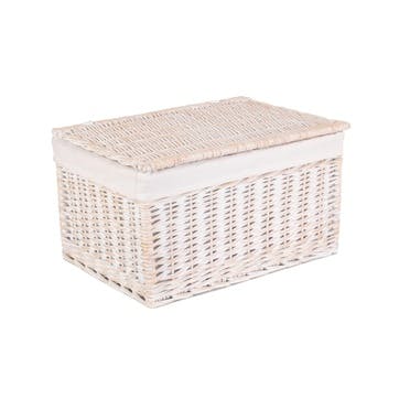 White Wash Lined Storage Hamper, Extra Large