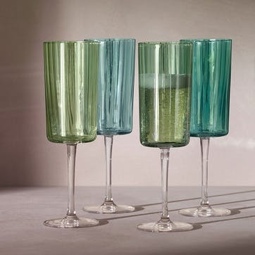 Gems Set of 4 Champagne Flutes 210ml, Jade