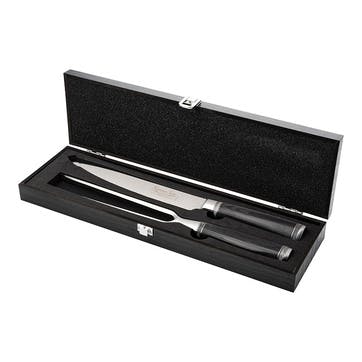 Katana Saya Pakkawood 2 Pce Carving Knife & Fork Set ,