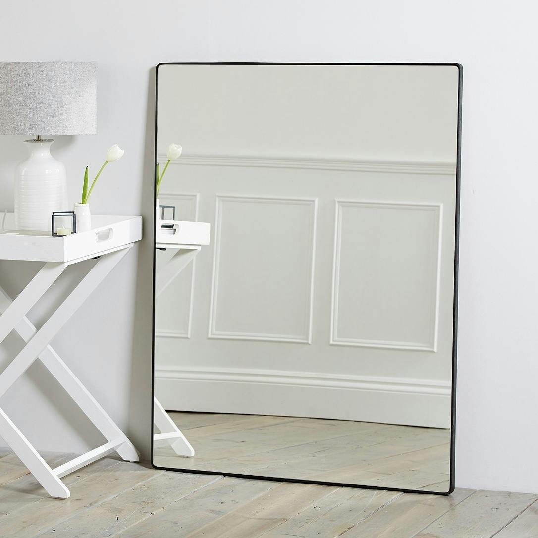 Prezola Chiltern Thin Metal Rectangle Mirror Black The White