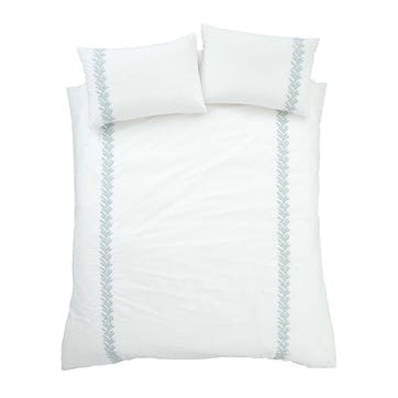 Embroidery Leaf Double Duvet Set, White