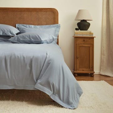 The Edged 300 Thread Count Sateen Oxford Border Pair of Standard Pillowcases, Nordic Sky