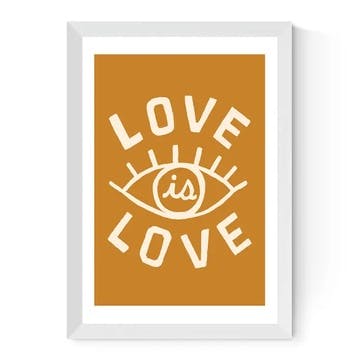 Tree x Three Love is Love Framed Art Print, Mustard