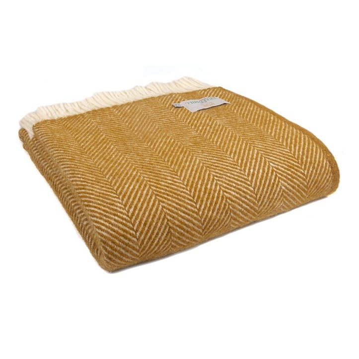 Fishbone Throw 150 x 183cm, English Mustard