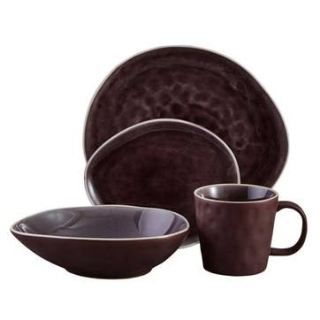 Vie Naturelle 16 Piece Dinner Set,  Aubergine