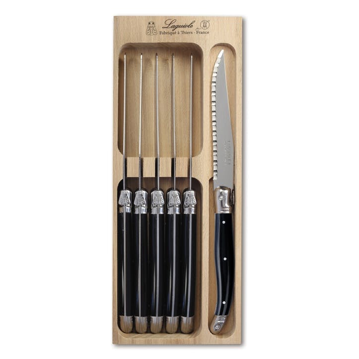 Steak Knife Set, Black Handle, Set of 6