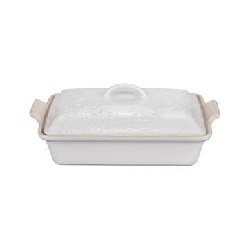Olive Collection Stoneware Heritage Rectangular Dish with Lid 33cm, Cotton