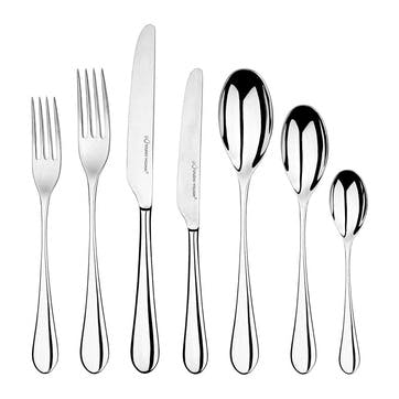 7 piece place setting, Studio William, Mulberry, mirror finish stainless steel