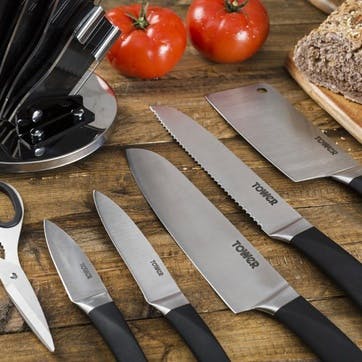 7 Piece Knife Set with Stand, Black