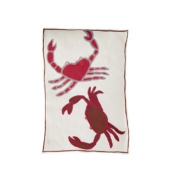 Crab Tea Towel 50 x 70cm, Red/Pink