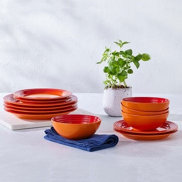 Stoneware 12 Piece Dinnerware Set, Volcanic