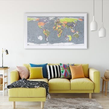 Framed world map, H72 x W130 x D3.5 cm, The Future Mapping Company, World Maps, Multi