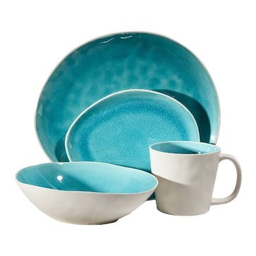 Vie Naturelle 16 Piece Dinner Set,  Turquoise