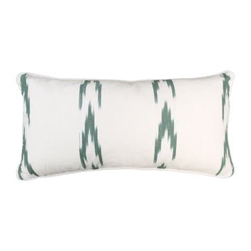 Forest Ikat Small Lumbar Cushion 65 x 35 cm, Green / White