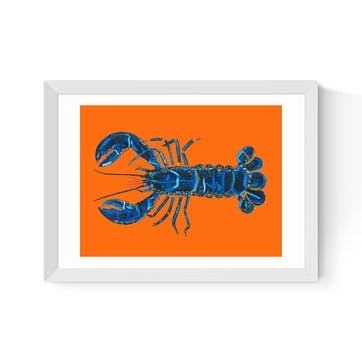 Alice Straker Lobster on Orange Framed Print 45 x 33cm, Orange