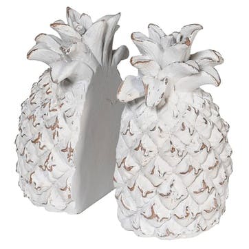 Pineapple Pair of Book Ends, White