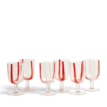 Mila Set of 6 Wine Glasses, Red & White