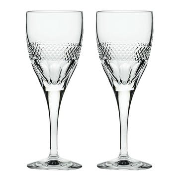 Diamonds Set of 2 Wine Glasses 280ml, Clear