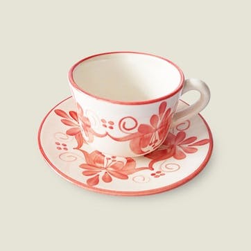 Liliana Ceramic Cup & Saucer, Red
