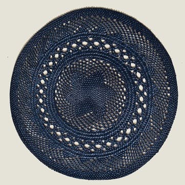 Classic Set of 2 Open Weave Placemats D30cm, Midnight Blue