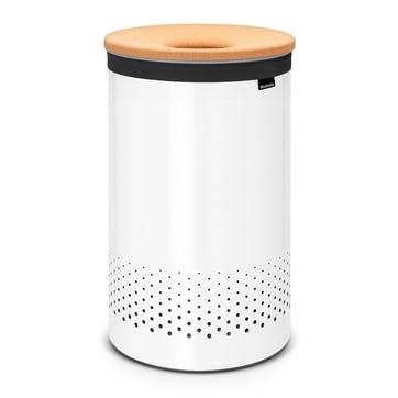 Laundry Bin with Cork Lid, 60L, White