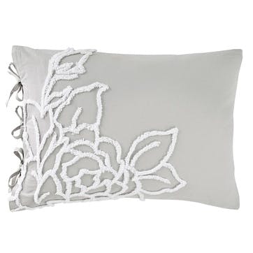 Chenille Rose Standard Pillow Case, Grey