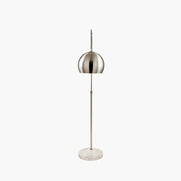 Feliciani Floor Lamp H175cm, Brushed Silver and White Marble