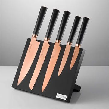 Titan 6 Piece Knife Block , Copper