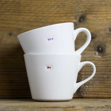 'Mr & Mrs' Set of 2 Bucket Mugs, 350ml