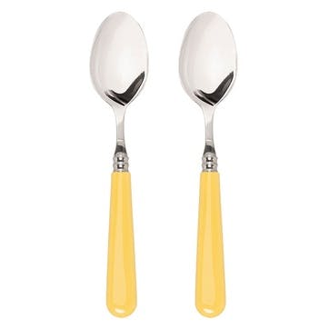 Set of 2 Dessert Spoons, Butter Yellow