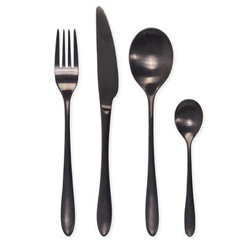 16 Piece  Cutlery Set, Black