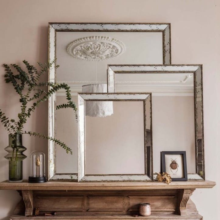 Antiqued Glass Mirror, Large