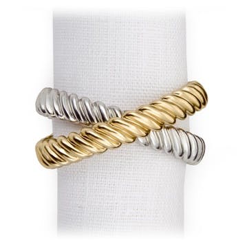 Deco Twist Napkin Rings, Mixed Gold & Platinum, Set of 4