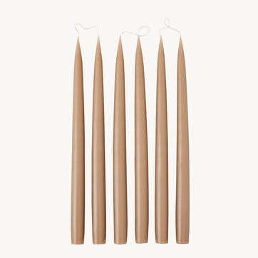 Set of 6 Tapered Dinner Candles H35cm, Cappuccino