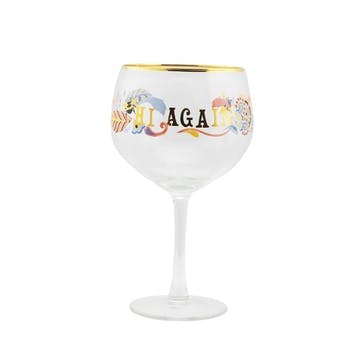 Hi Again Set of 6 Gin Glasses, 650ml, Gold