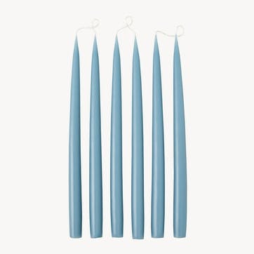 Set of 6 Tapered Dinner Candles H35cm, Grey Blue