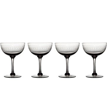 Ovals Set of 4 Champagne Saucers 150ml, Smoky