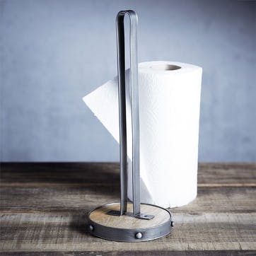 Industrial Kitchen Metal and Wooden Kitchen Roll Holder