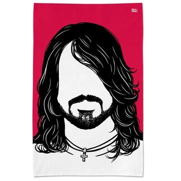 Icon 'Dave Grohl' Foo Fighters Tea Towel - 47 x 74cm; Red