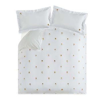 Sunflowers Super King Quilt Set, White