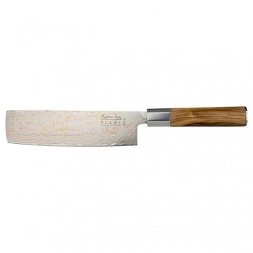 Flame Nakiri Knife 18cm, Olive Wood